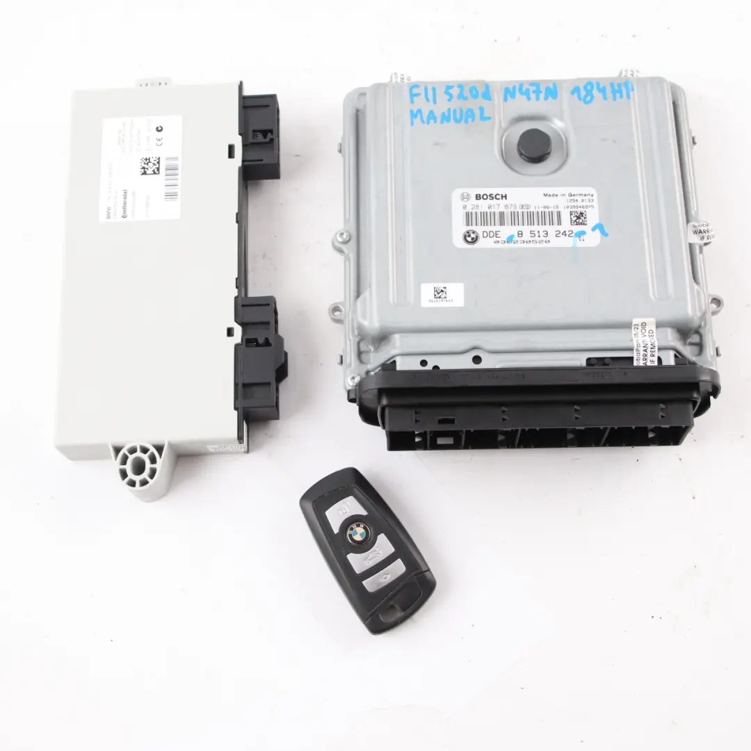 BMW F10 F11 520d Diesel N47N 184HP Engine ECU Kit DDE 8513242 CAS 4 + Key Manual