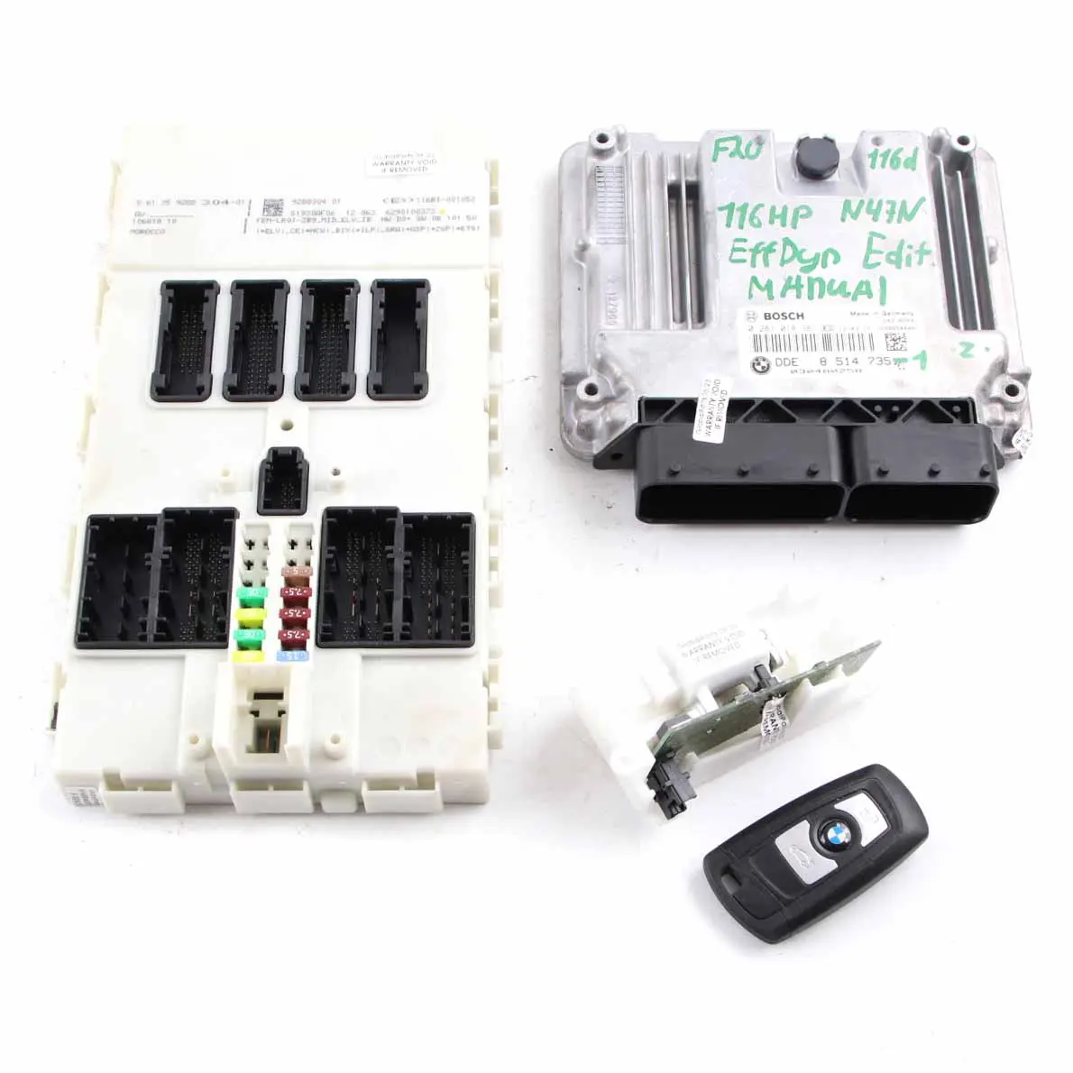 BMW F20 F21 116d ed N47N 116HP Engine ECU Kit DDE 8514735 + Key + FEM Manual