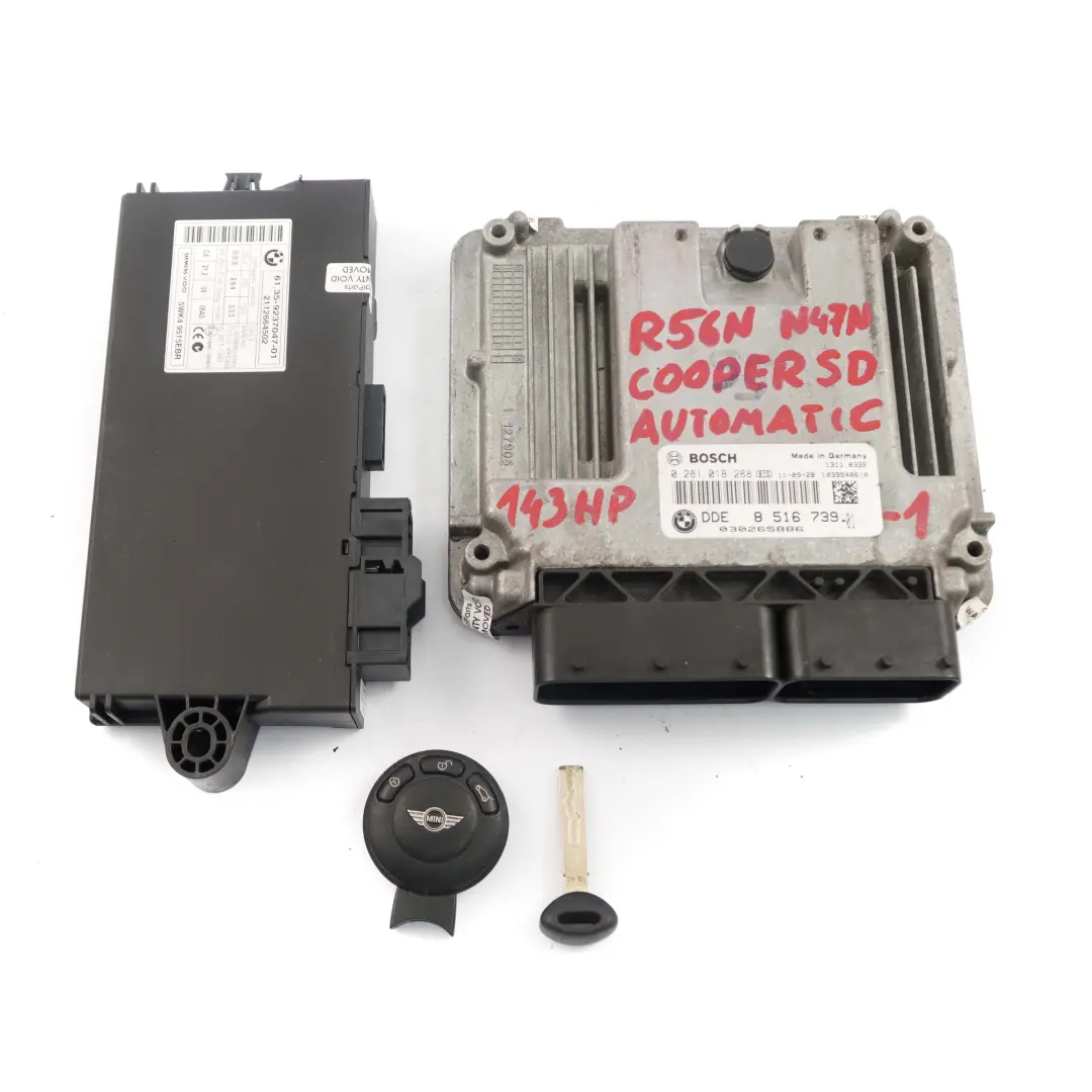 Mini Cooper SD R55 R56 LCI R60 N47N Diesel Engine ECU Kit DDE 8516739 CAS 3 Key 