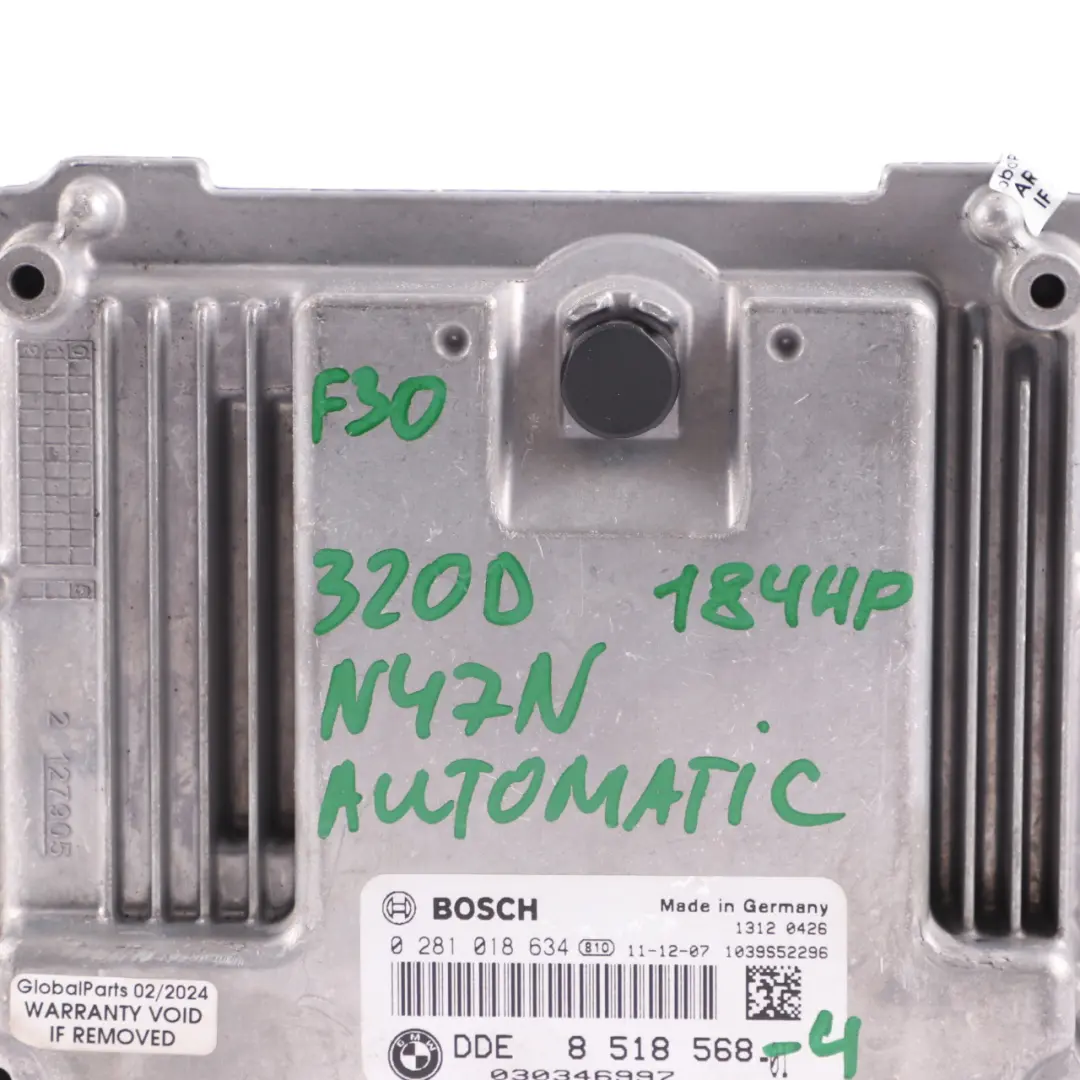 BMW F20 F30 F32 120d 320d 420d N47N 184HP Engine Unit ECU DDE 8518568 Automatic