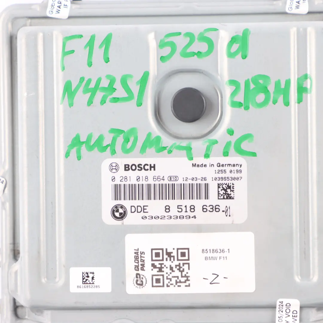 BMW F10 F11 525d N47S1 218HP Engine Unit ECU Kit DDE 8518636 + CAS4 + Key