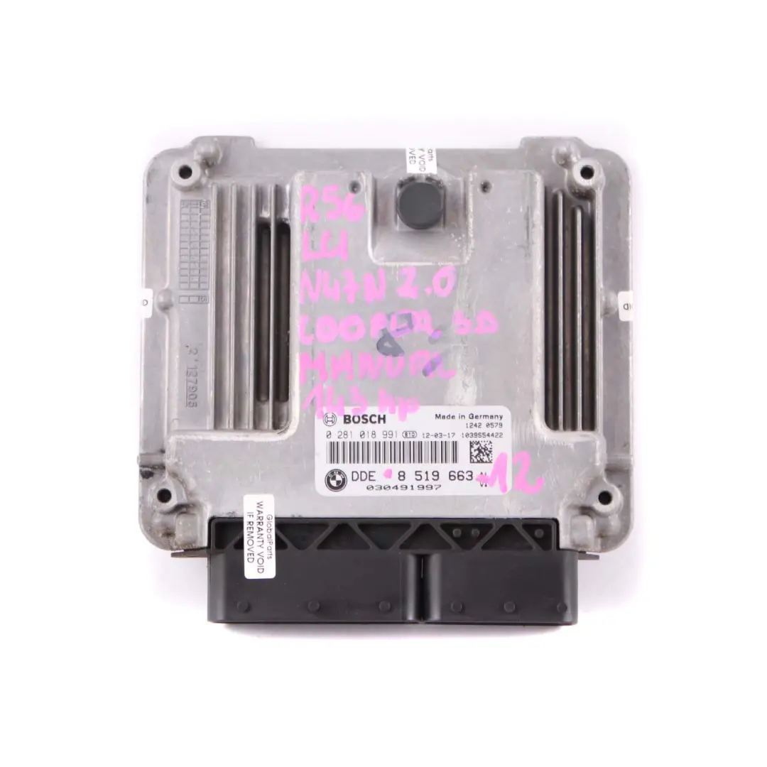 Mini Cooper SD R55 R56 LCI R60 N47N 143Hp Diesel ECU Kit DDE 8519663 CAS3 Llaves