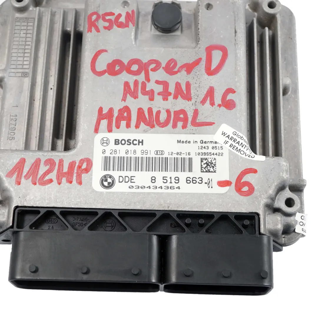 Mini Cooper D R55 R56 LCI N47N Stuergerät ECU Kit DDE 8519663 CAS3 Schlüssel