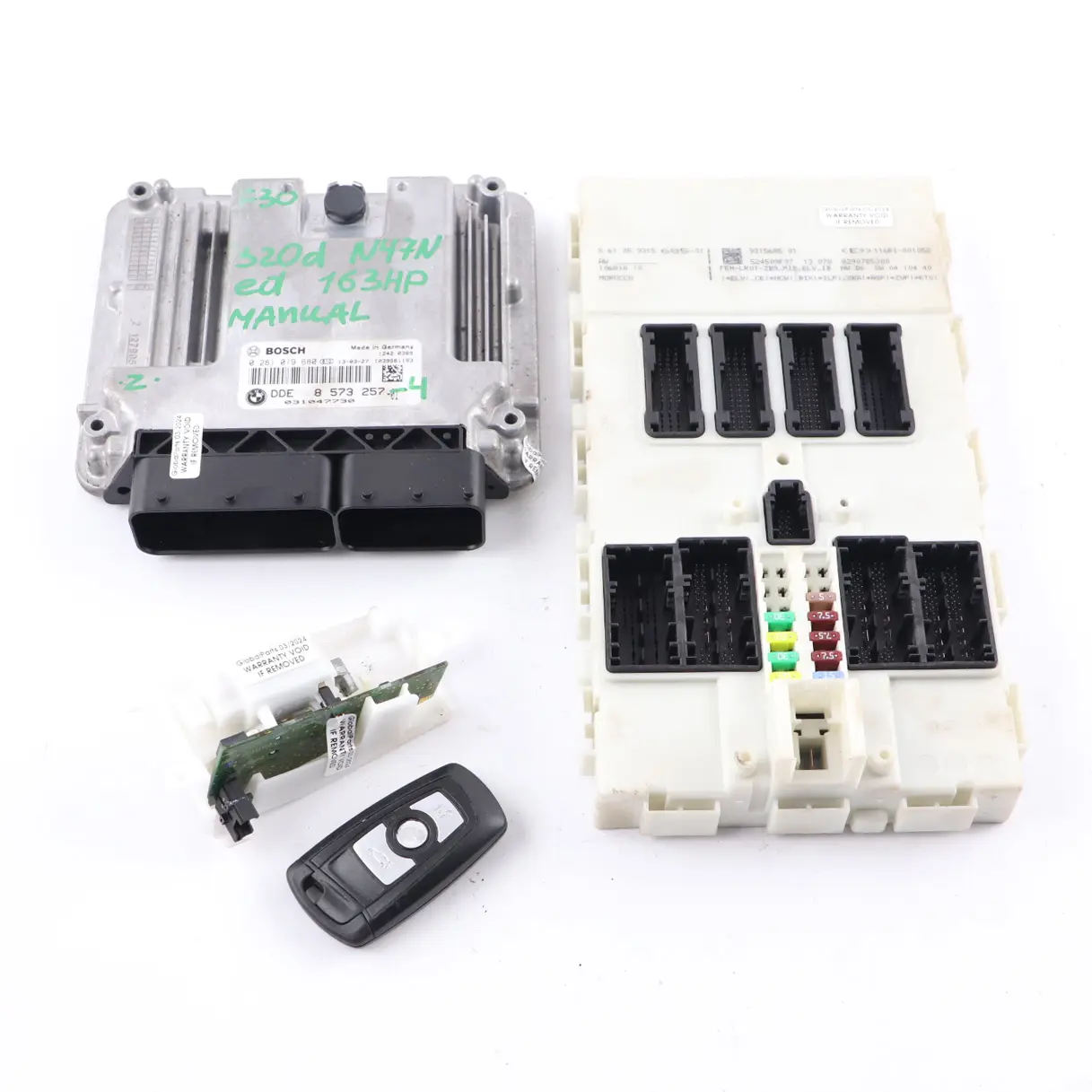 BMW F30 F31 320d ed Diesel N47N 163HP ECU Kit DDE 8573257 + Key + FEM Manual