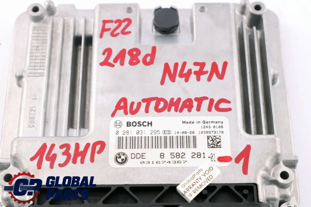 BMW 2 Series F22 Coupe 218d Diesel N47N 143HP ECU Kit DDE 8582281 + Key + FEM