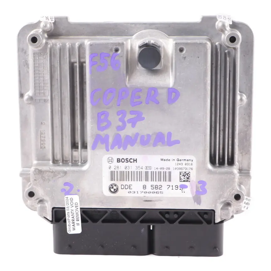 Mini Cooper D F55 F56 B37 116HP Engine Control Unit ECU DDE 8582719 Manual