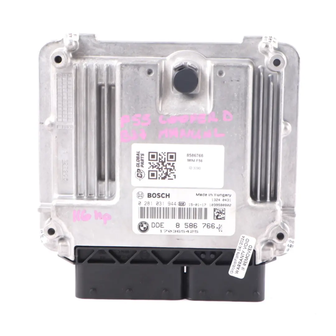 Mini Cooper D F54 F55 F56 B37 Diesel Engine ECU DDE 8586766 116HP Manual