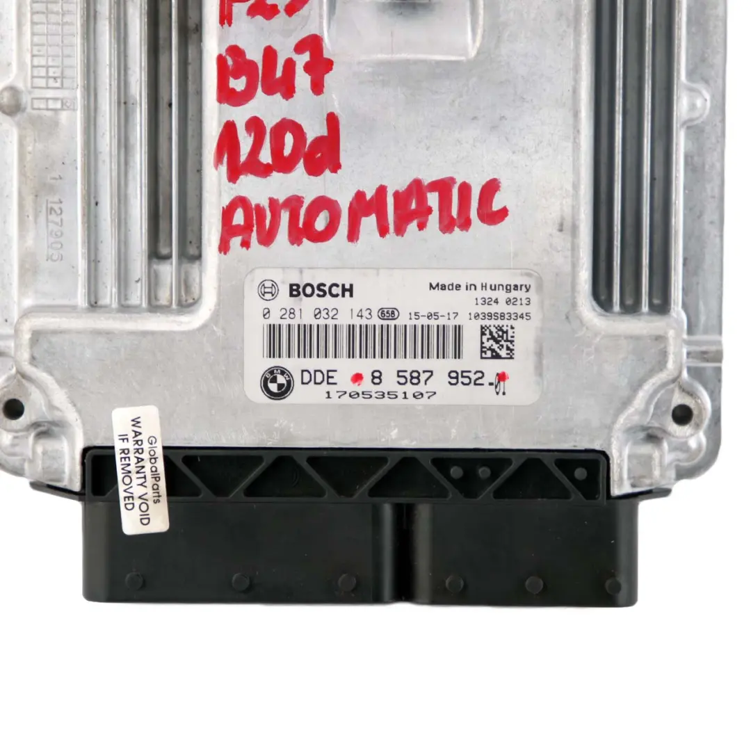 BMW F20 F21 F30 LCI 120d 320d B47 Diesel ECU Unidad Motor DDE 8587952 Automático