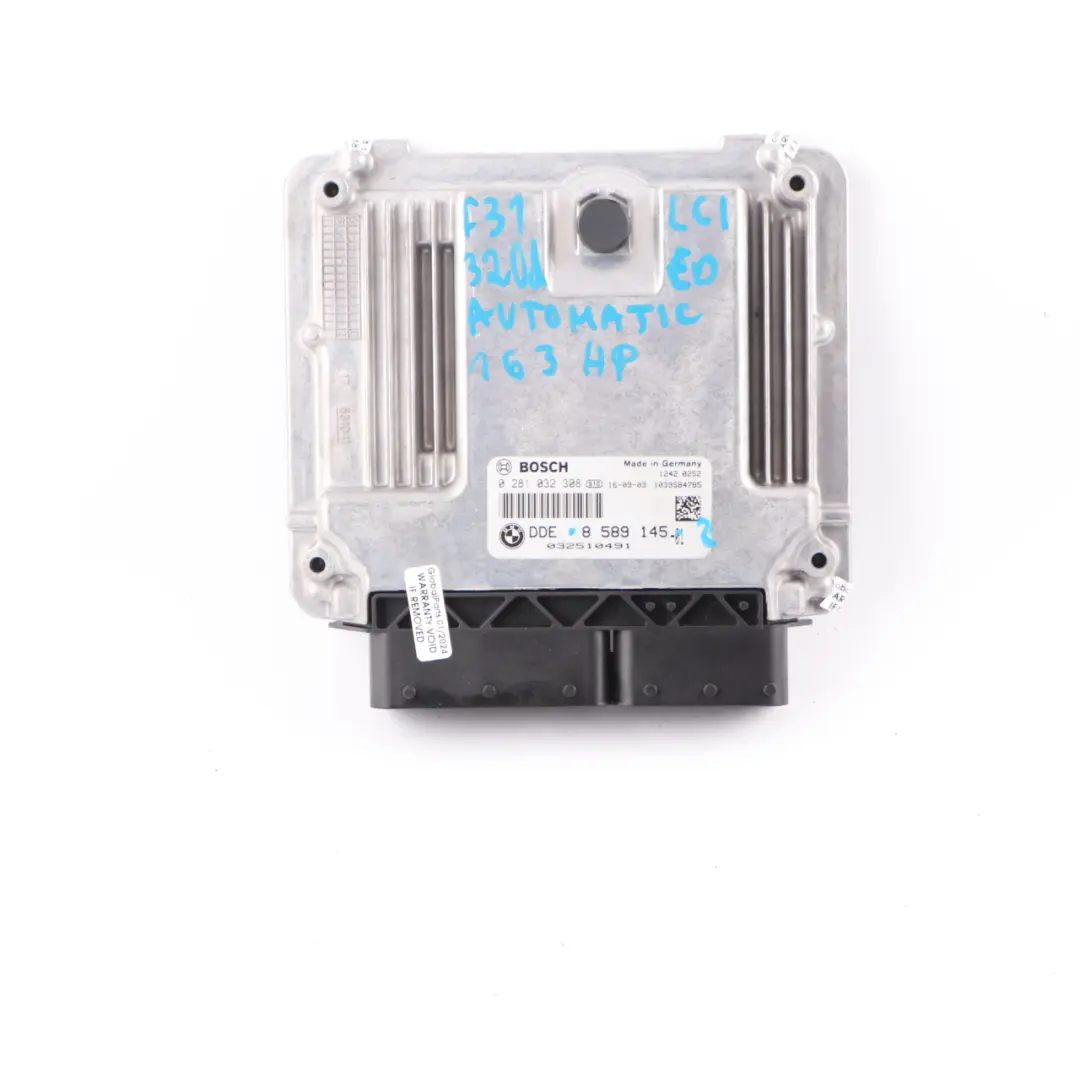 BMW F30 F31 LCI 320d ed B37 163HP Engine Control Unit ECU DDE 8589145 Automatic
