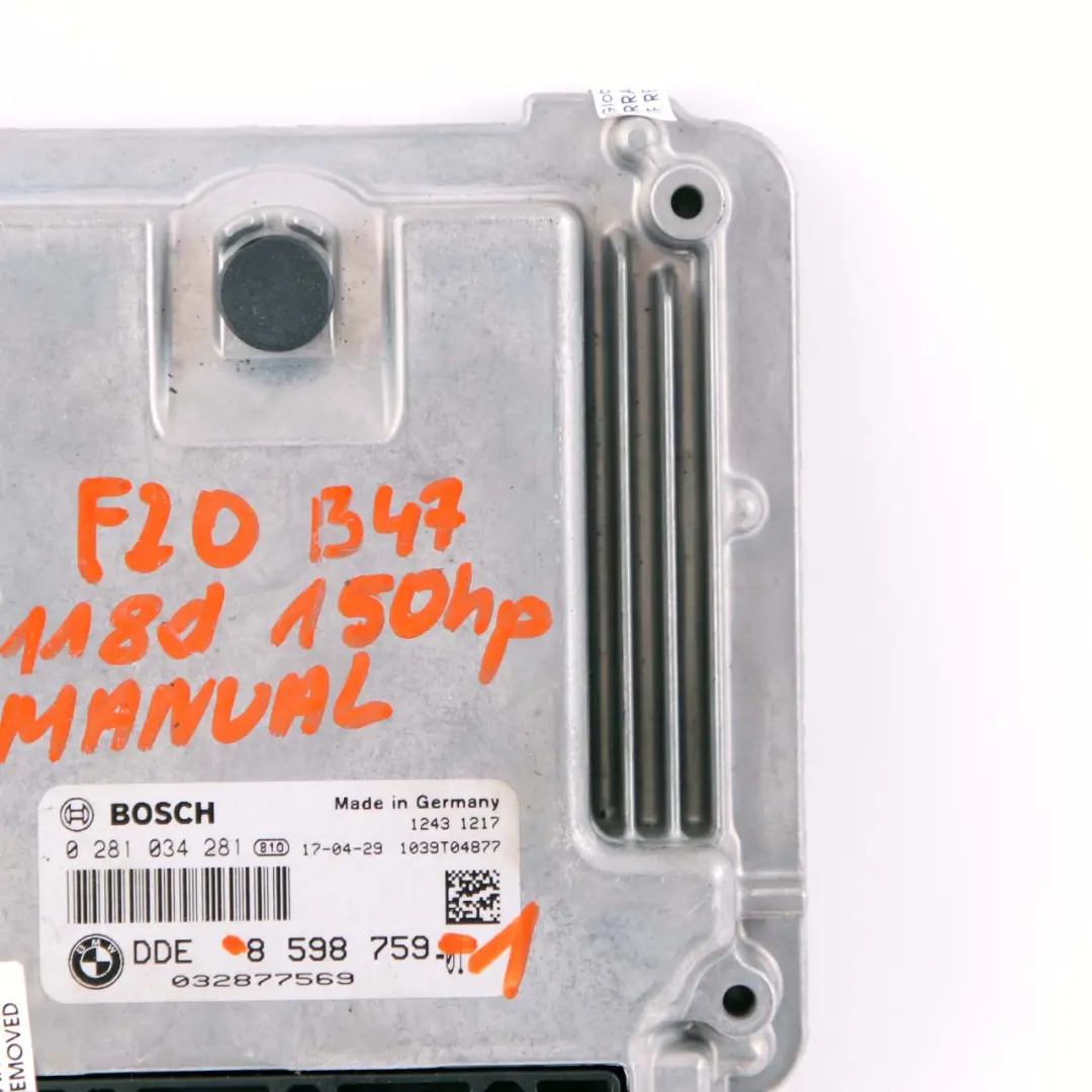 BMW F20 F30 LCI 118d 318d Diesel B47 ECU Engine Control Unit DDE 8598759 Manual