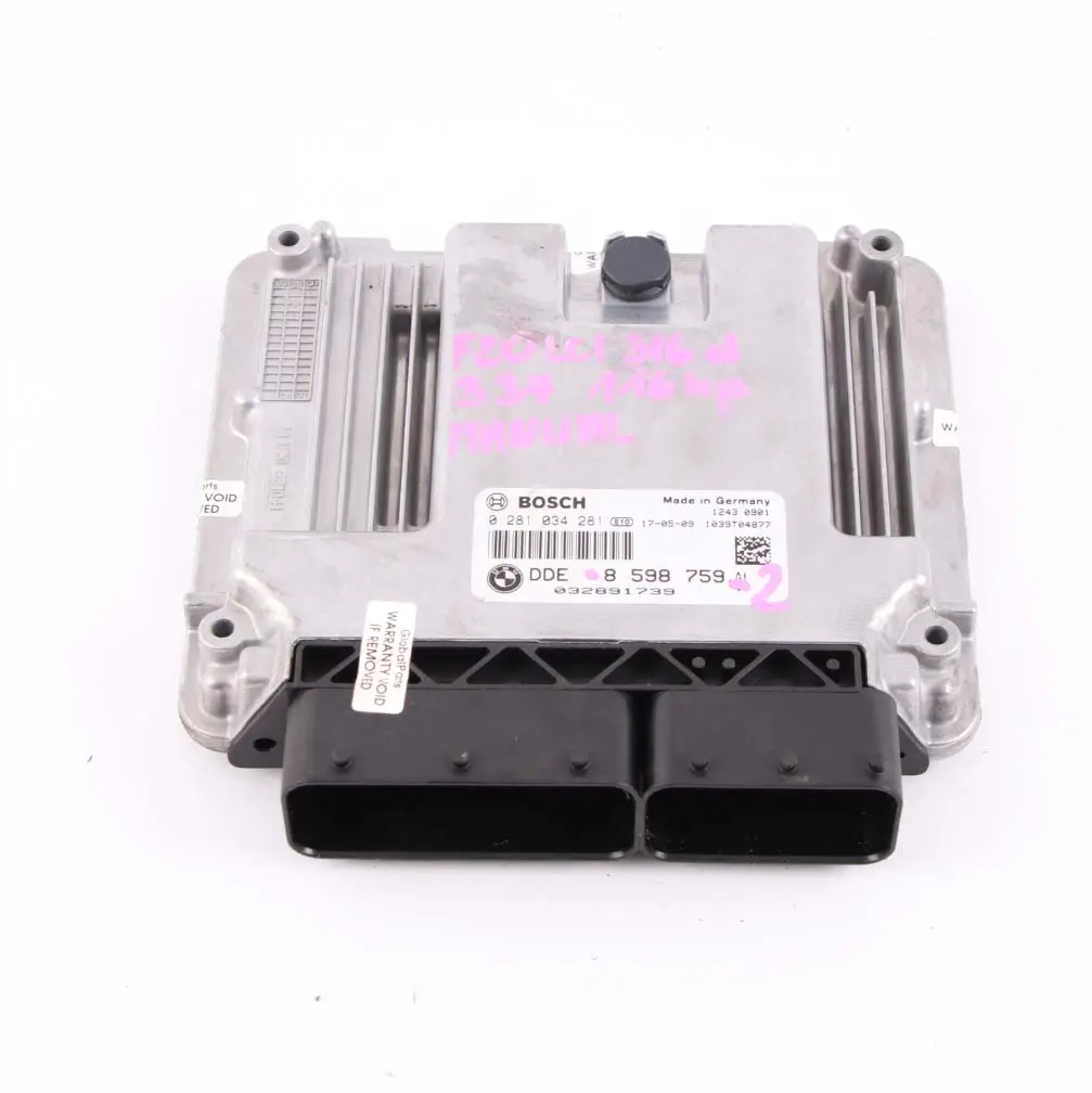 BMW F20 F30 LCI 116d 316d Diesel B37 ECU Engine Control Unit DDE 8598759 Manual