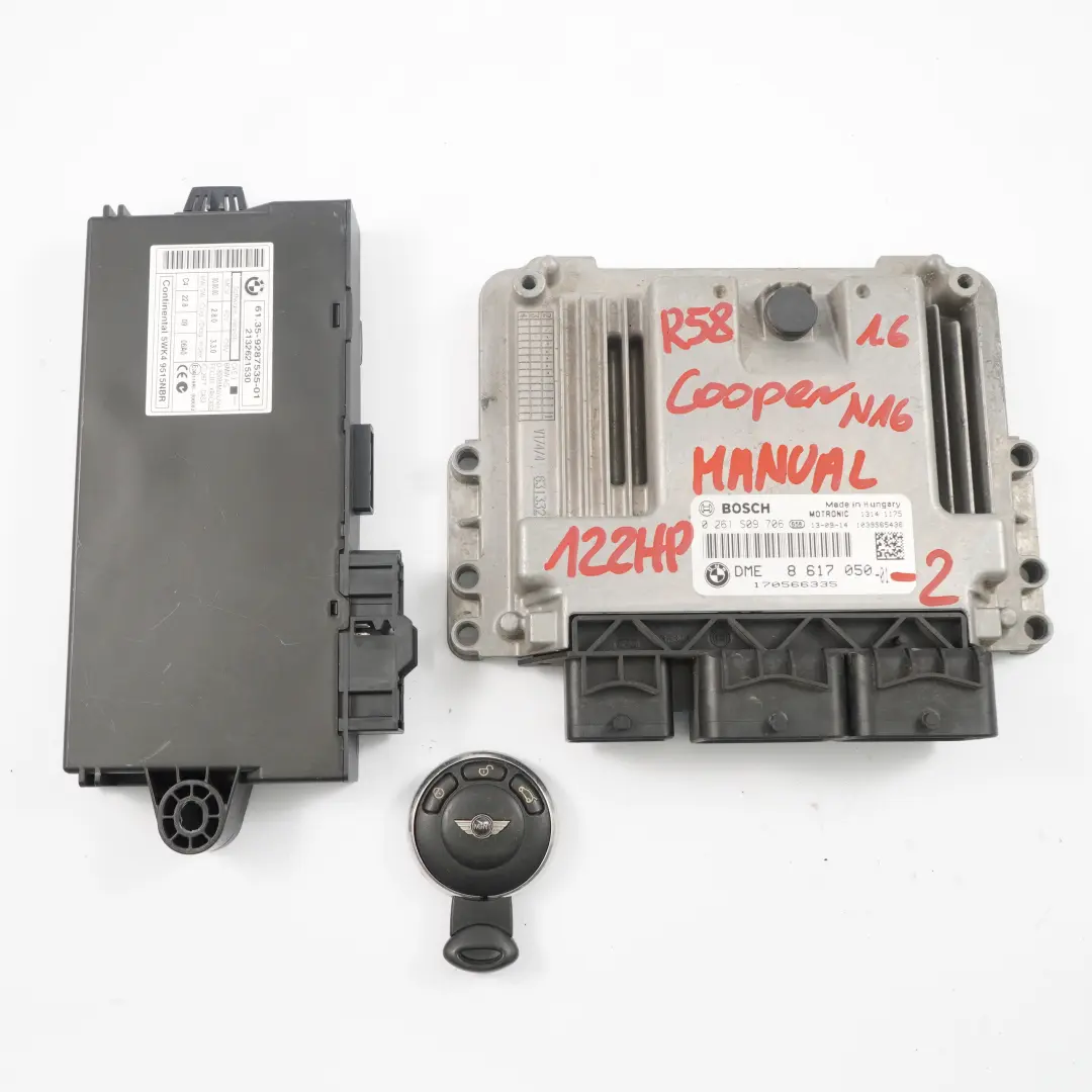 Mini Cooper R56 LCI R58 N16 1.6 122HP Engine ECU Kit DME 8617050 CAS 3 + Key