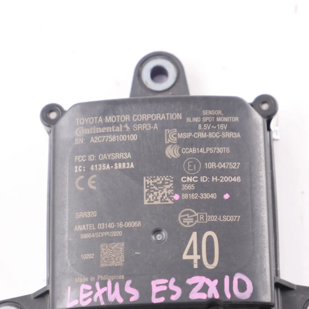 Lexus ES ZX10 Blind Spot Sensor Module Distance Sensor Monitor 88162-33040