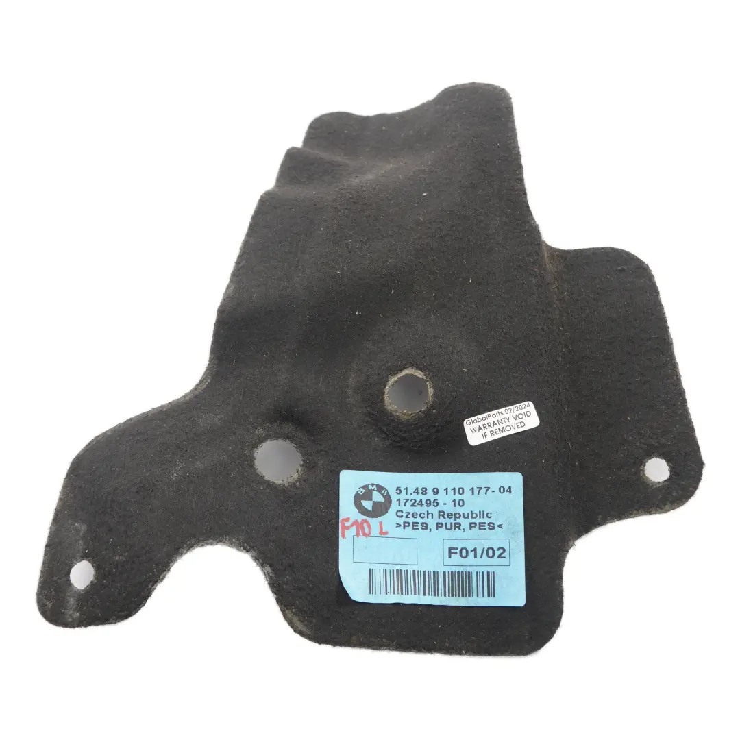 BMW F01 F10 F11 Aislamiento Acústico Pared Motor Cubierta Izquierda 9110177