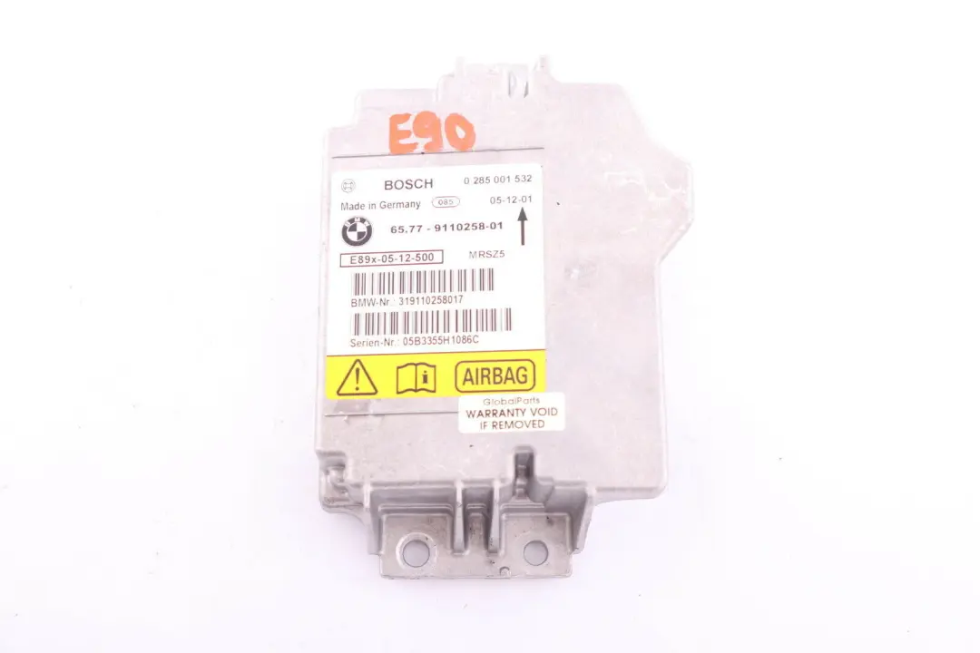 BMW E81 E87 E90 E91 Unidad De Control Airbag ECU NO CRASH DATA 9110258