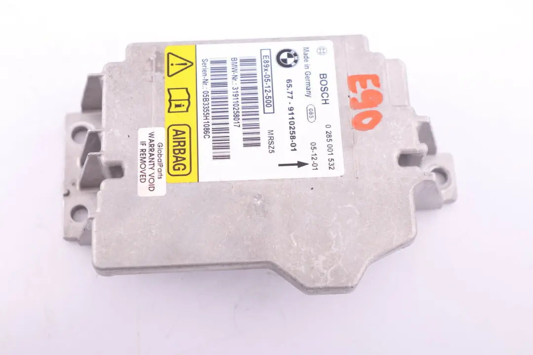 BMW E81 E87 E90 E91 Unidad De Control Airbag ECU NO CRASH DATA 9110258