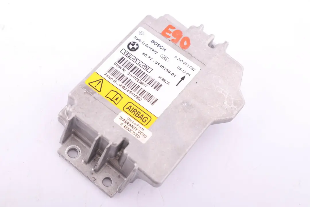 BMW E81 E87 E90 E91 Unidad De Control Airbag ECU NO CRASH DATA 9110258