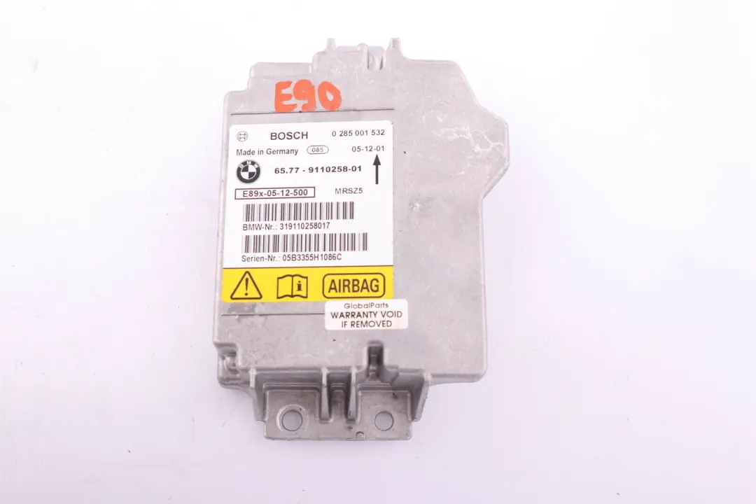 BMW E81 E87 E90 E91 Unidad De Control Airbag ECU NO CRASH DATA 9110258