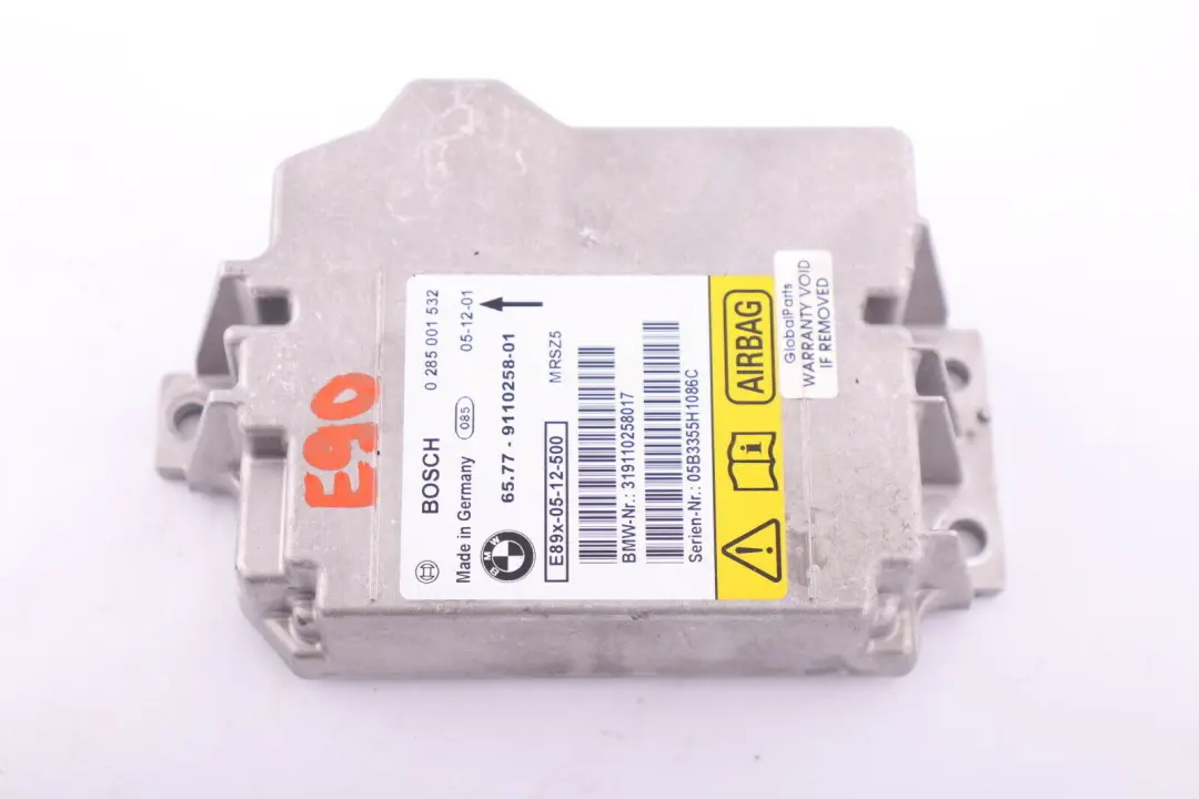 BMW E81 E87 E90 E91 Unidad De Control Airbag ECU NO CRASH DATA 9110258