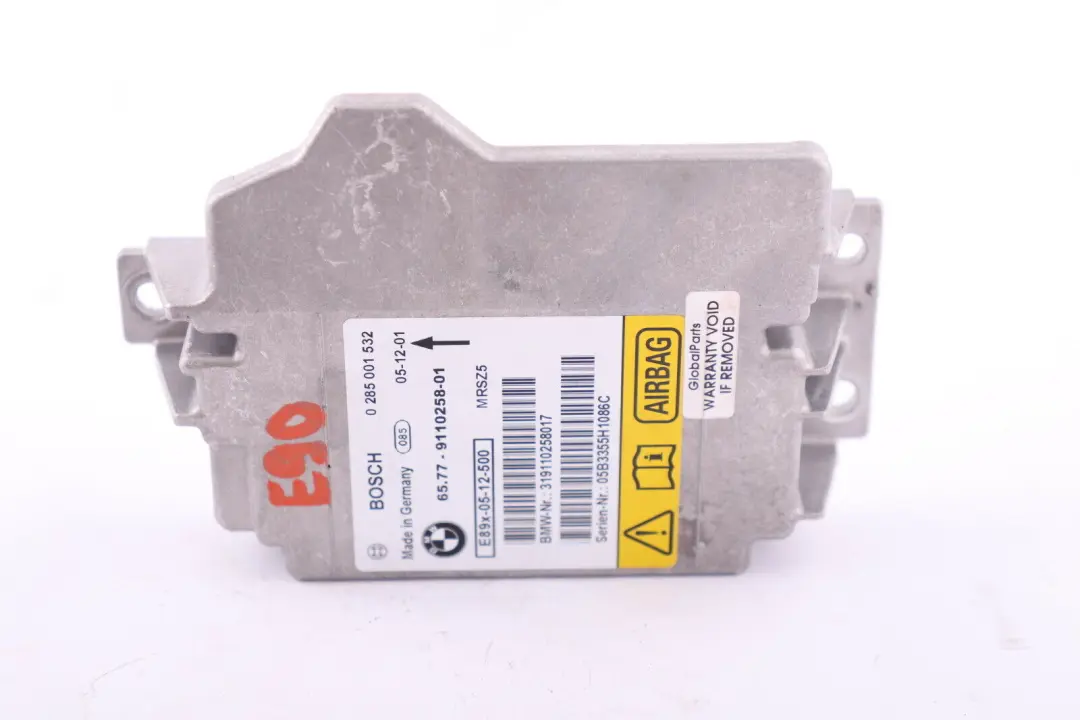 BMW E81 E87 E90 E91 Unidad De Control Airbag ECU NO CRASH DATA 9110258