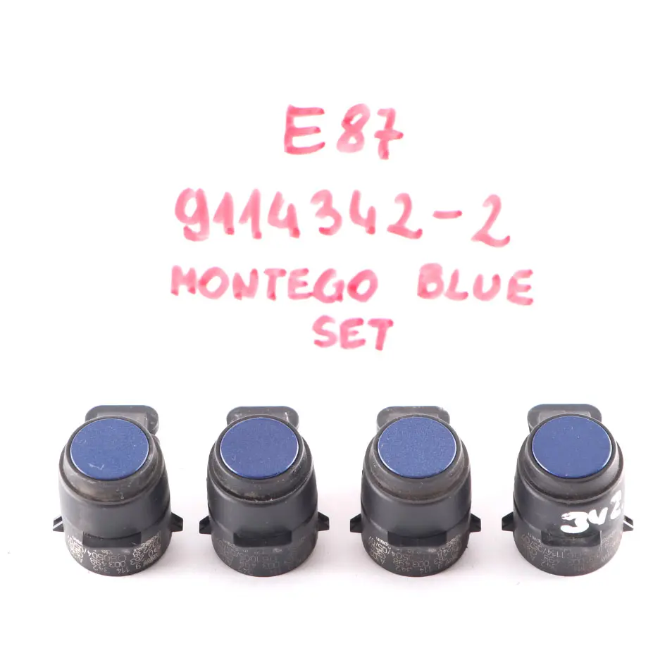 4 x Sensor aparcamiento BMW E81 E87 E90 PDC Ultrasonic Montego Azul Set 9114342