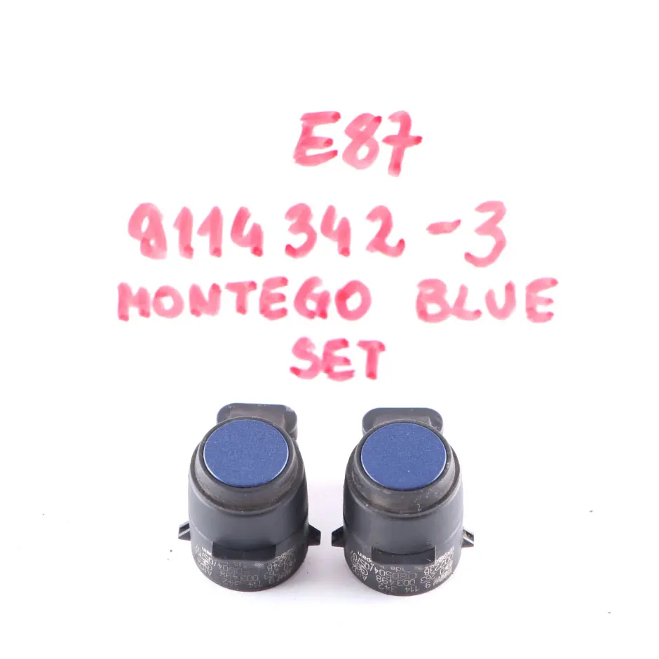 2 x Park sensor BMW E81 E87 E90 PDC Ultraschall Montego Blau A51 Set 9114342