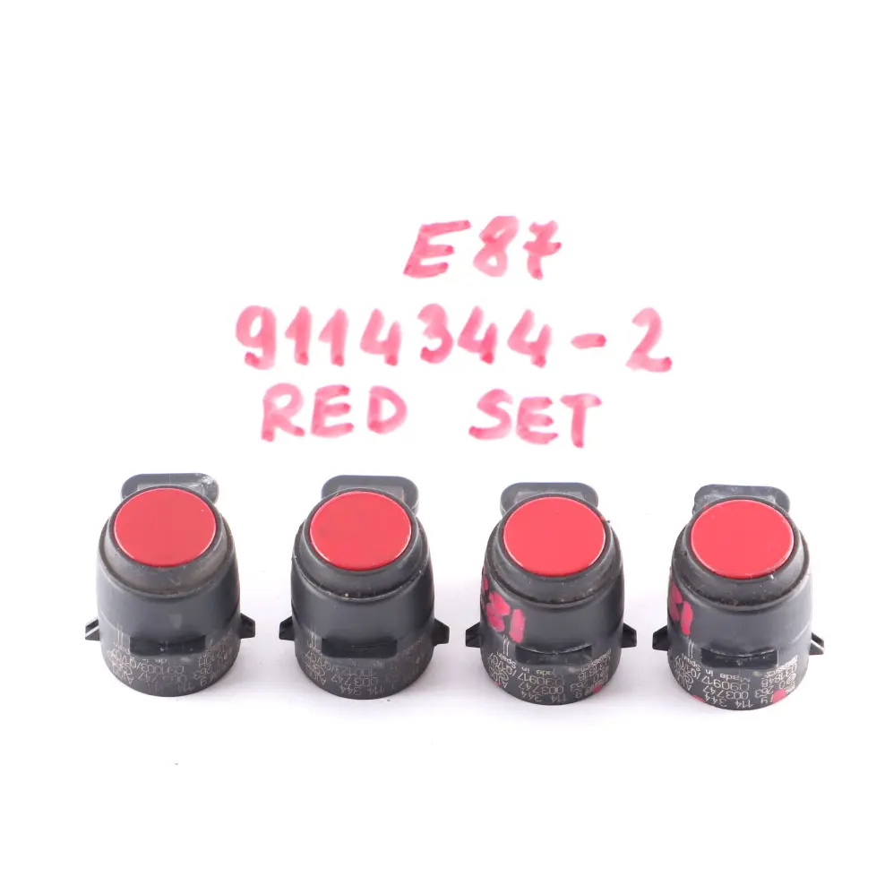 4 x Sensor aparcamiento BMW E81 E87 E90 Ultrasonic PDC Rojo Carmesí Set 9114344