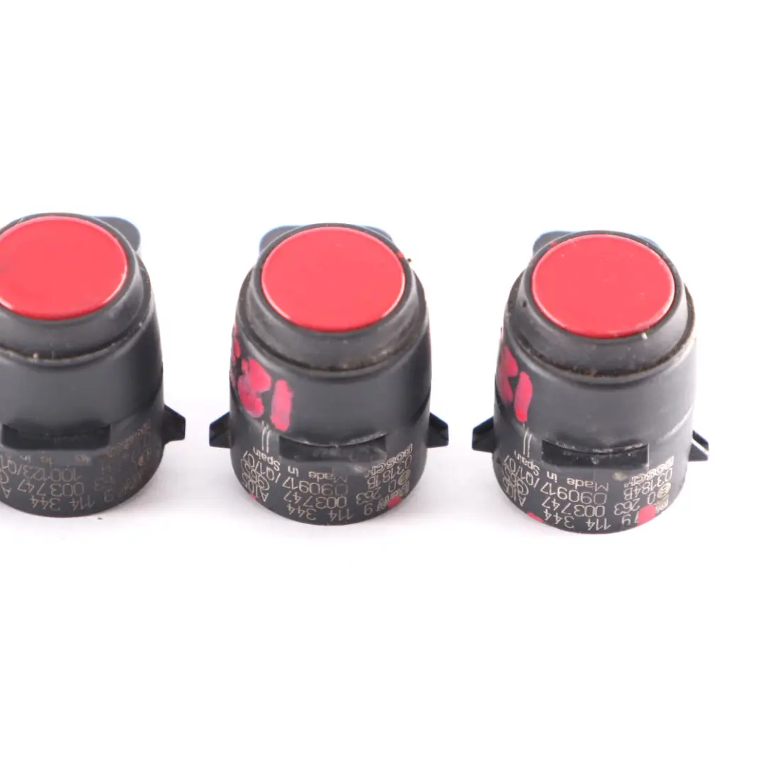 4 x Sensor aparcamiento BMW E81 E87 E90 Ultrasonic PDC Rojo Carmesí Set 9114344