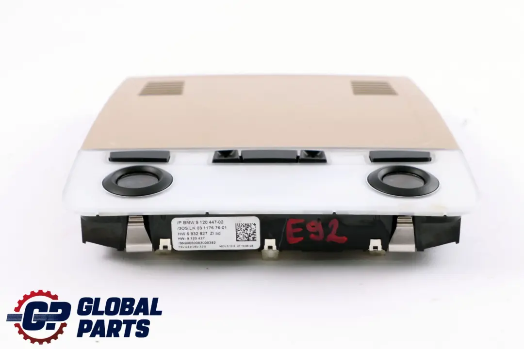 BMW E92 Techo Luz Interruptor Unidad Centro Trasero Beige 19120447