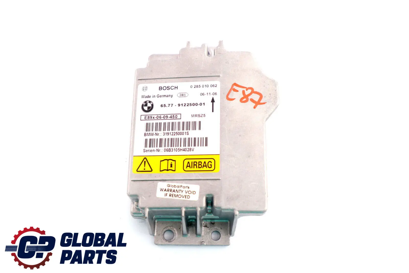 BMW E81 E87 E90 E91 Unidad De Control Airbag ECU No Crash Data 9122500