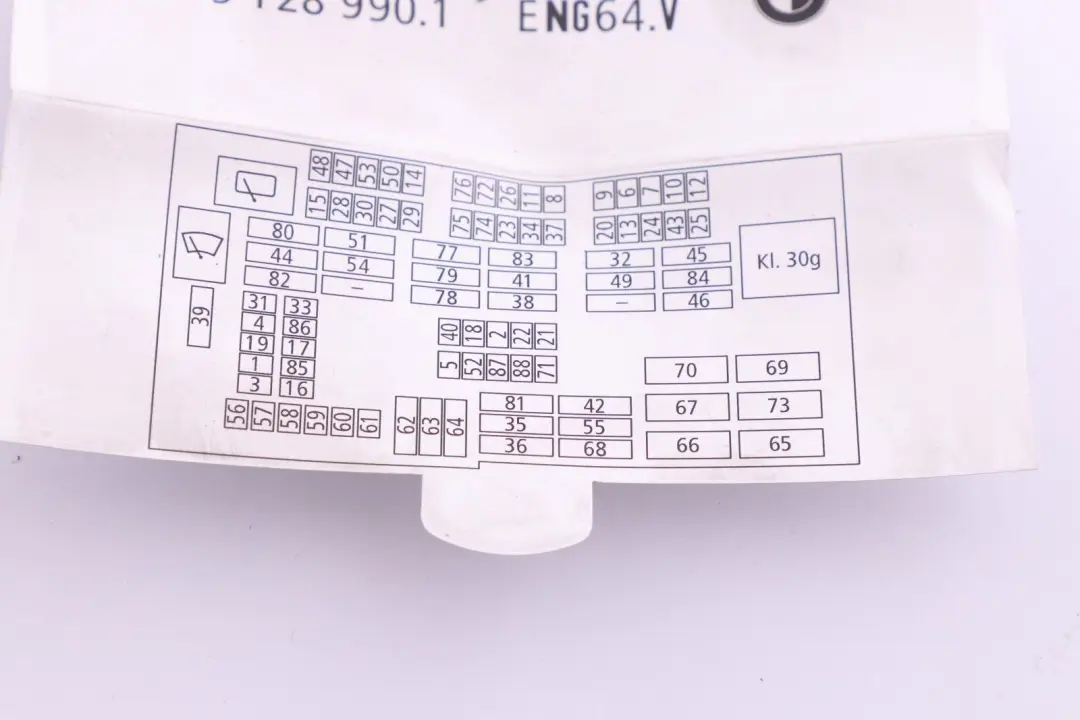 Diagrama de la caja de fusibles BMW E81 E90 E91 E92 E93 Mapa Agrupación 9128990