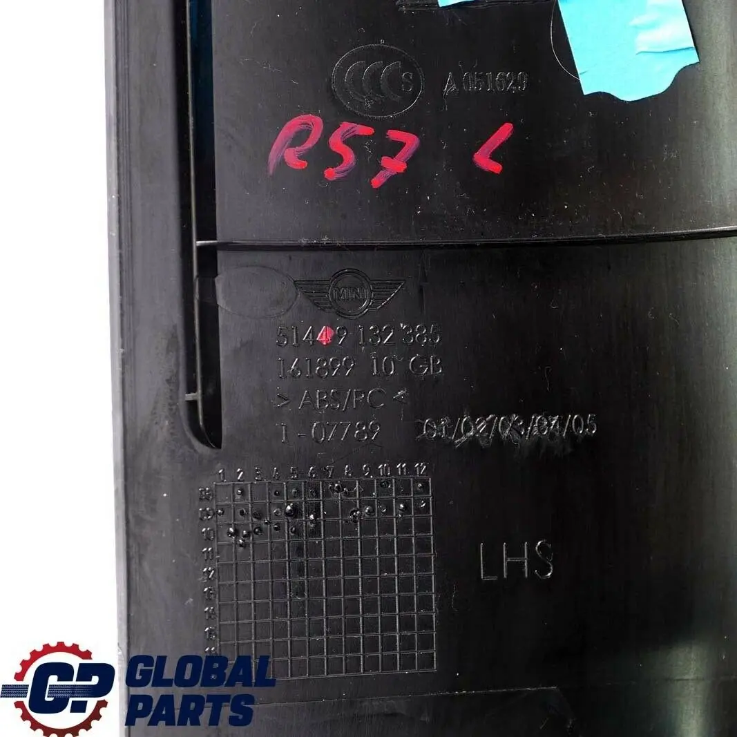 Mini R57 R57N LCI Tapa Columna A Inferior Izquierda SCHWARZ 9132385