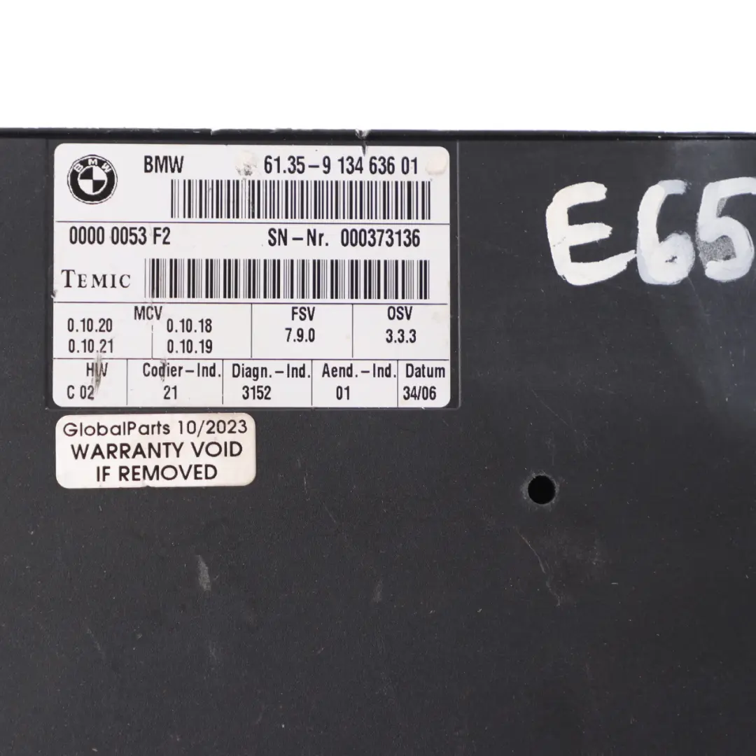 BMW E65 Módulo Asiento Unidad Control del Asiento Delantero Módulo ECU 913463601