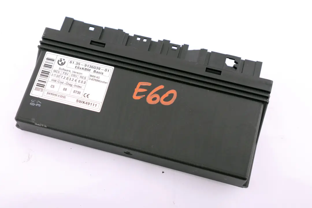 BMW 5 6 Series E60 E60N E63 E63N Body Control Module ECU Control Unit 9136039