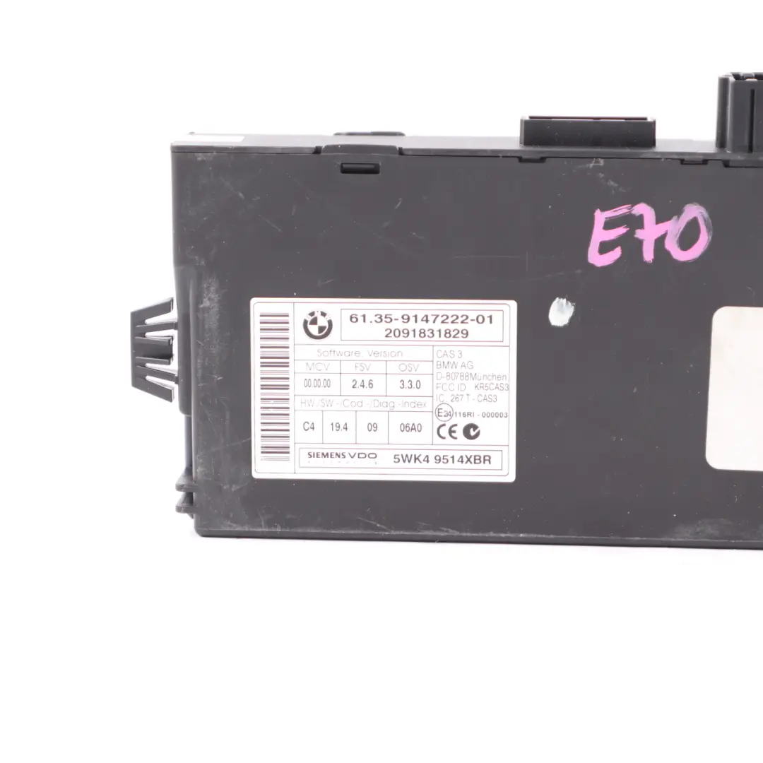 CAS3 Module BMW E60 E61 LCI E90 E91 Mini R56 Control Unit Key Reading 9147222