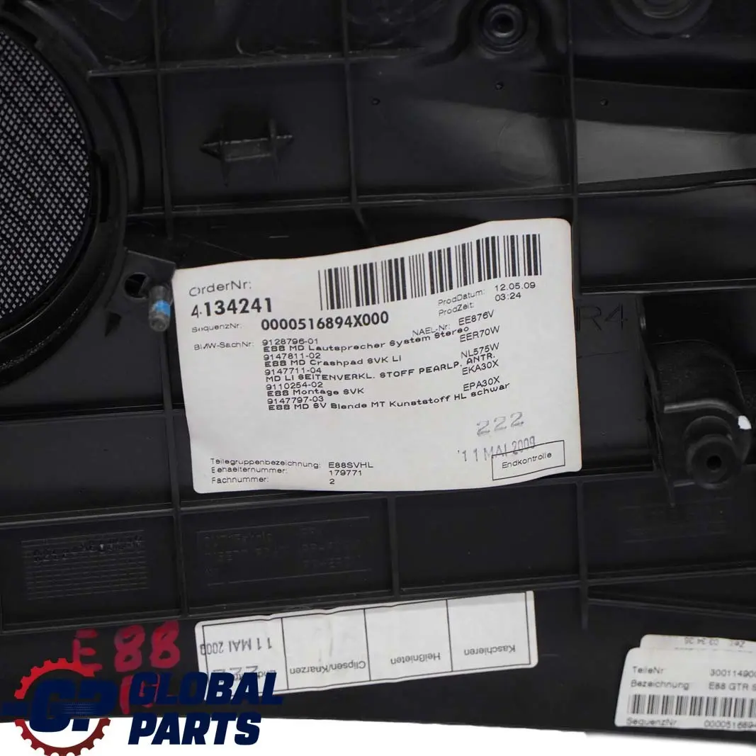 BMW 1 E88 Cabriolet Carenage Lateral Arriere Gauche Tissu Pearlpoint Anthracite