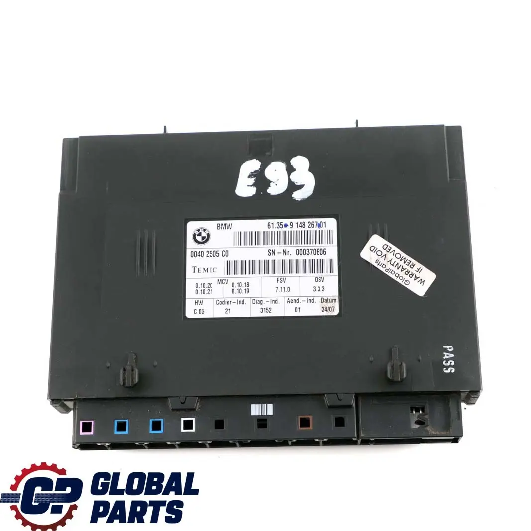 BMW 3 Series E93 Seat Control Unit Module FSV 7.11.0 9148267