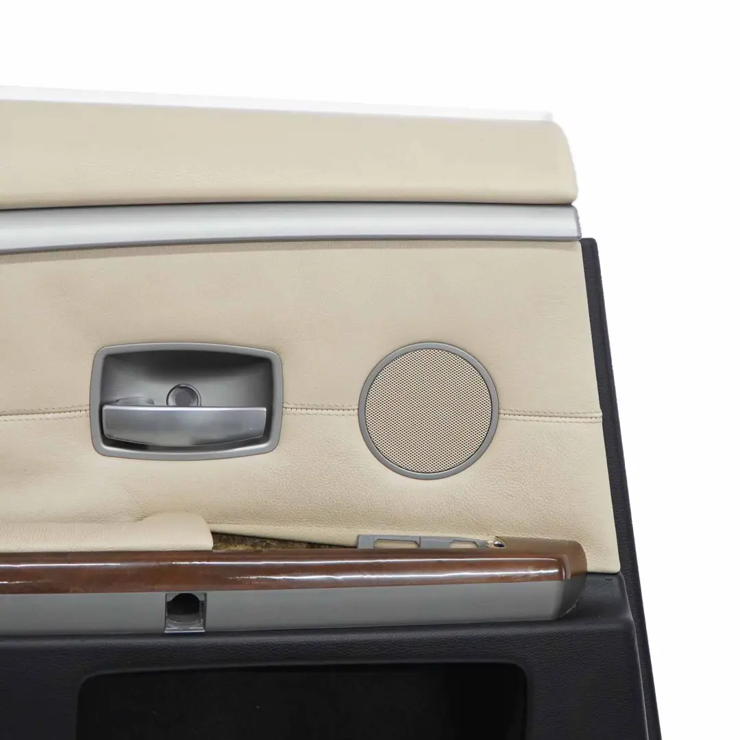 BMW E65 E66 Tarjeta de Puerta Trasera Izquierda Revestimiento Cuero Crema Beige