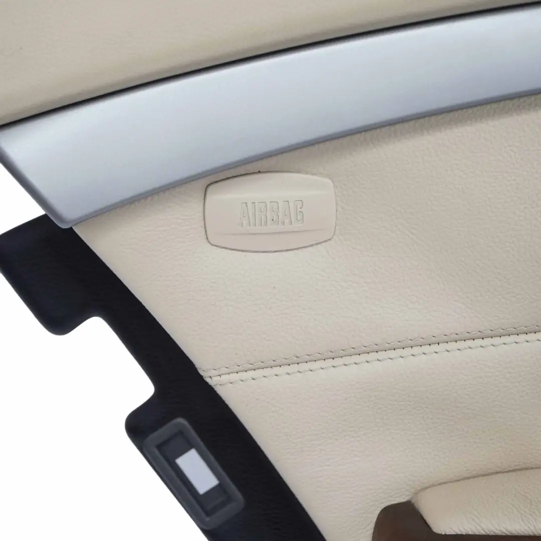 BMW E65 E66 Tarjeta de Puerta Trasera Izquierda Revestimiento Cuero Crema Beige