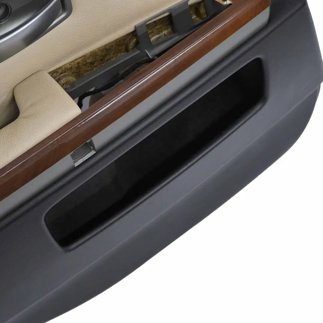 BMW E65 E66 Tarjeta de Puerta Trasera Izquierda Revestimiento Cuero Crema Beige