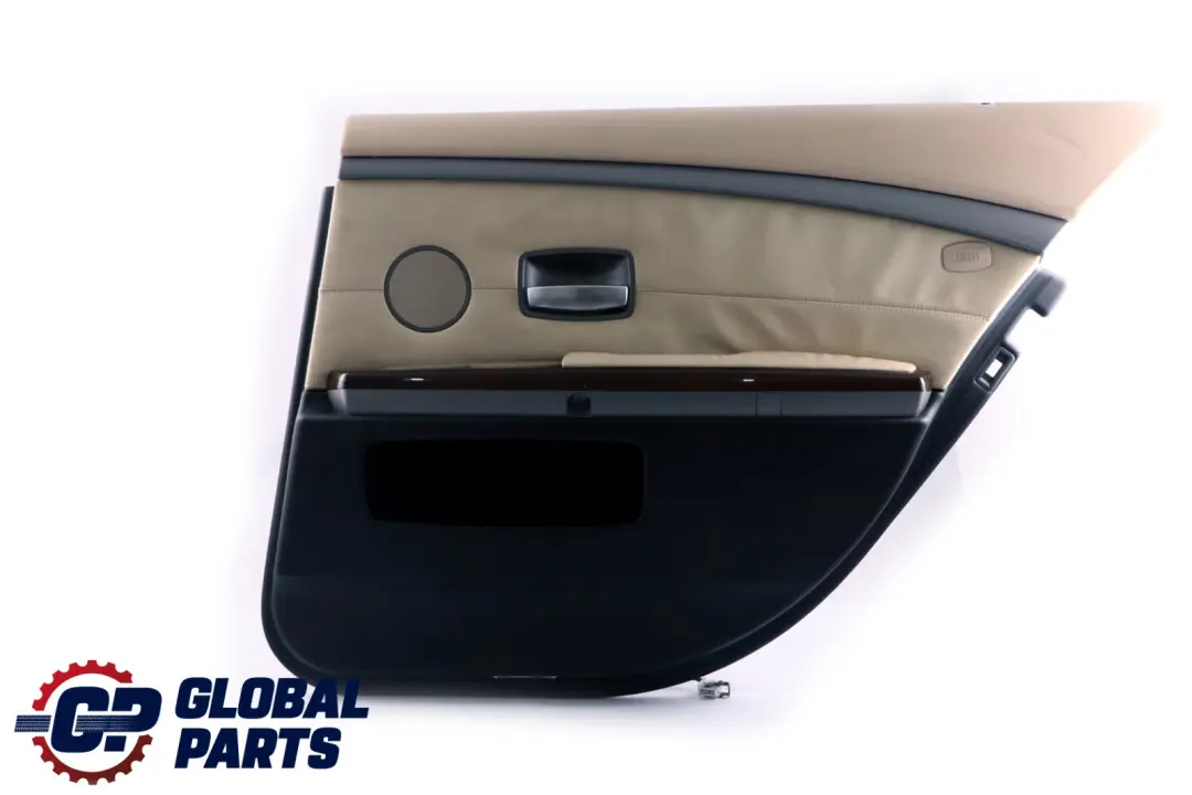 BMW E65 E66 Trasera Derecha Tarjeta de Puerta de cuero Crema Beige Forro Trim