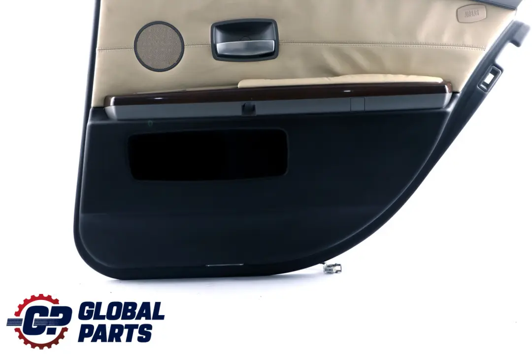 BMW E65 E66 Trasera Derecha Tarjeta de Puerta de cuero Crema Beige Forro Trim