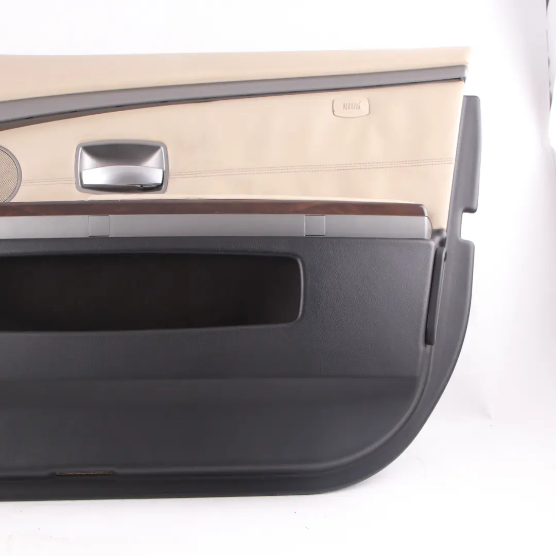 BMW E65 E66 Door Card Front Right O/S Door Lining Trim Panel Leather Pearl Beige