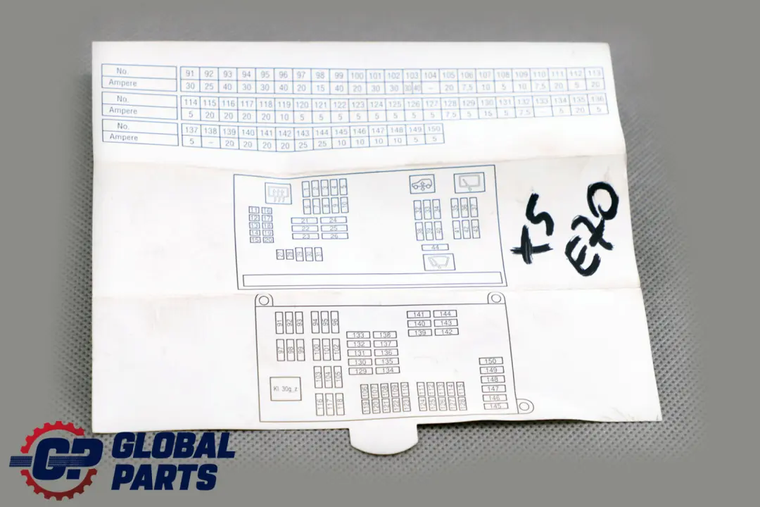 BMW X5 E70 Mapa De La Caja De Fusibles Agrupación 9160591