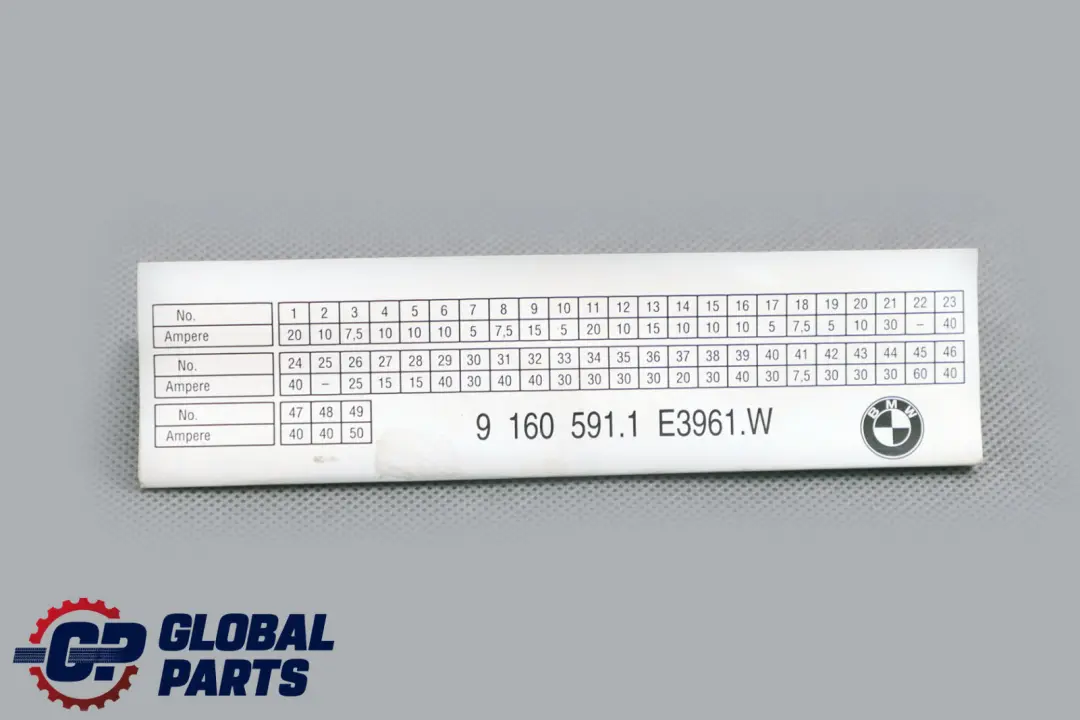 BMW X5 E70 Mapa De La Caja De Fusibles Agrupación 9160591