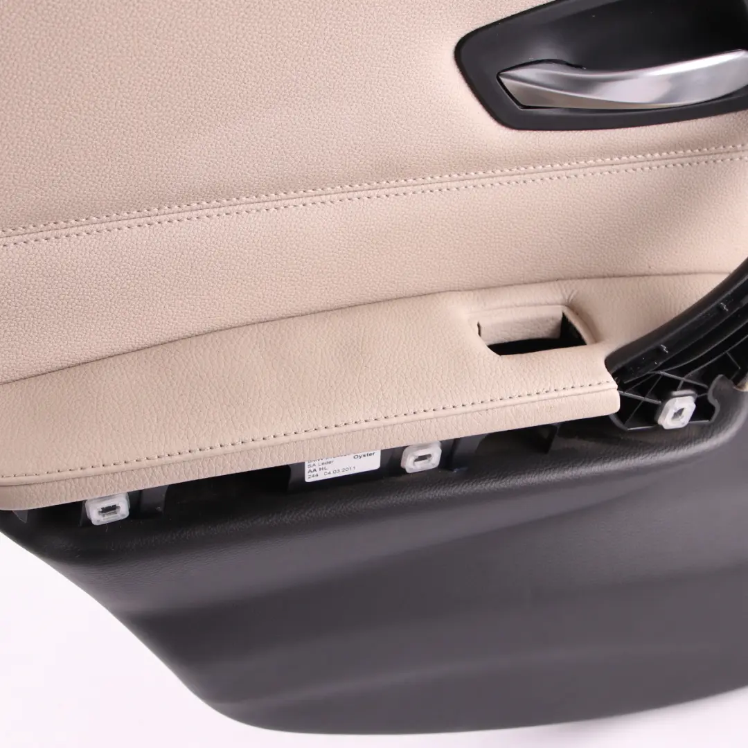 BMW E91 LCI Touring Tarjeta puerta trasera izquierda Panel cuero Oyster Trim