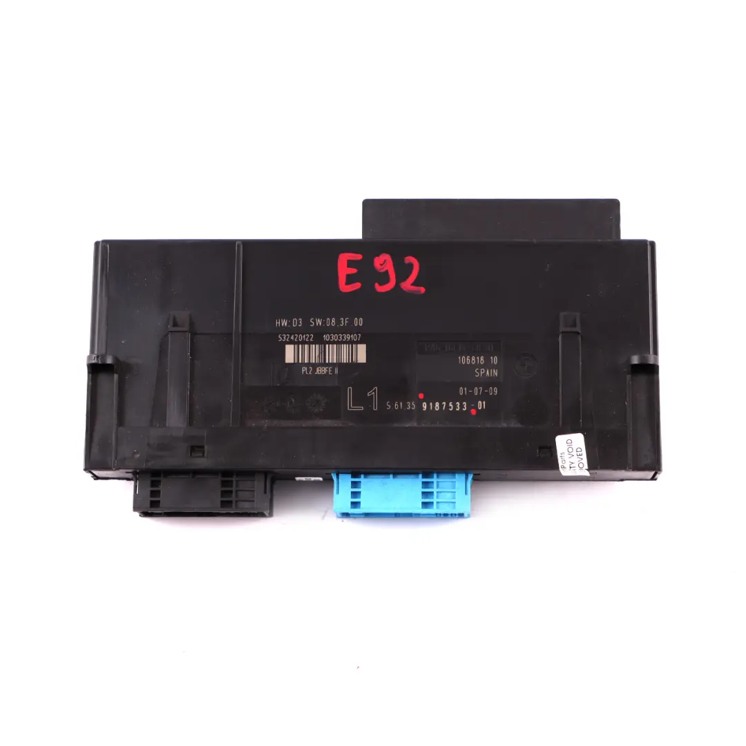 BMW E92 ECU Módulo Control Cuerpo Caja Conexiones L1 PL2 JBBFE II 9187533