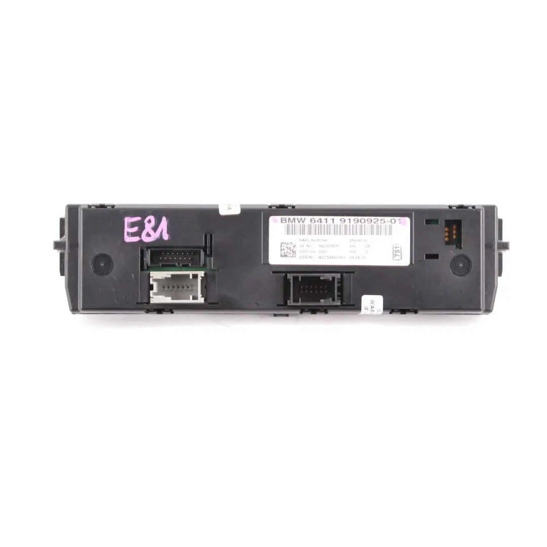 Heater Control Switch BMW E81 E87 Manual Switch Panel Black 9190925