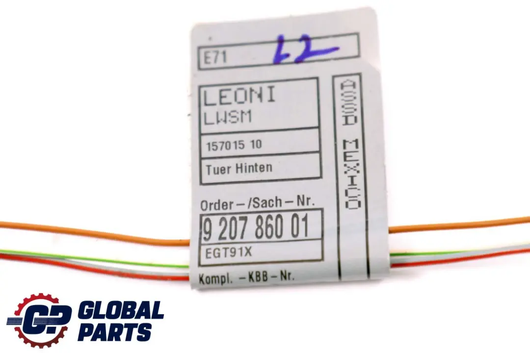 BMW X6 Series E71 Cable Loom Door Rear Left Right N/O/S Wiring Harness 9207860