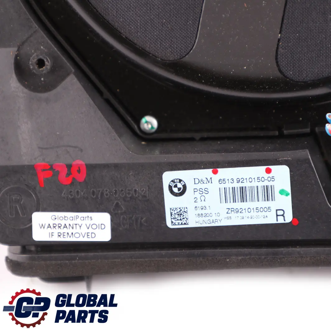 BMW F20 F21 F30 F31 Altavoz de graves central derecho Hi-Fi Subwoofer 9210150